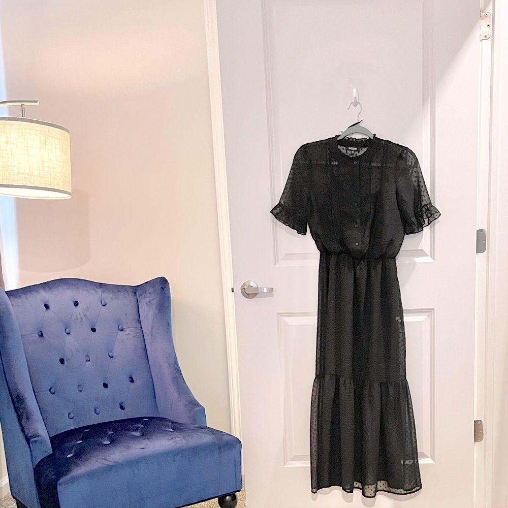 Kensie Black Midi Lace Dress, Women's size 2